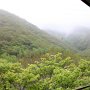 三国峠の登り口まであと少し．霧雨で山々は霞んでます．